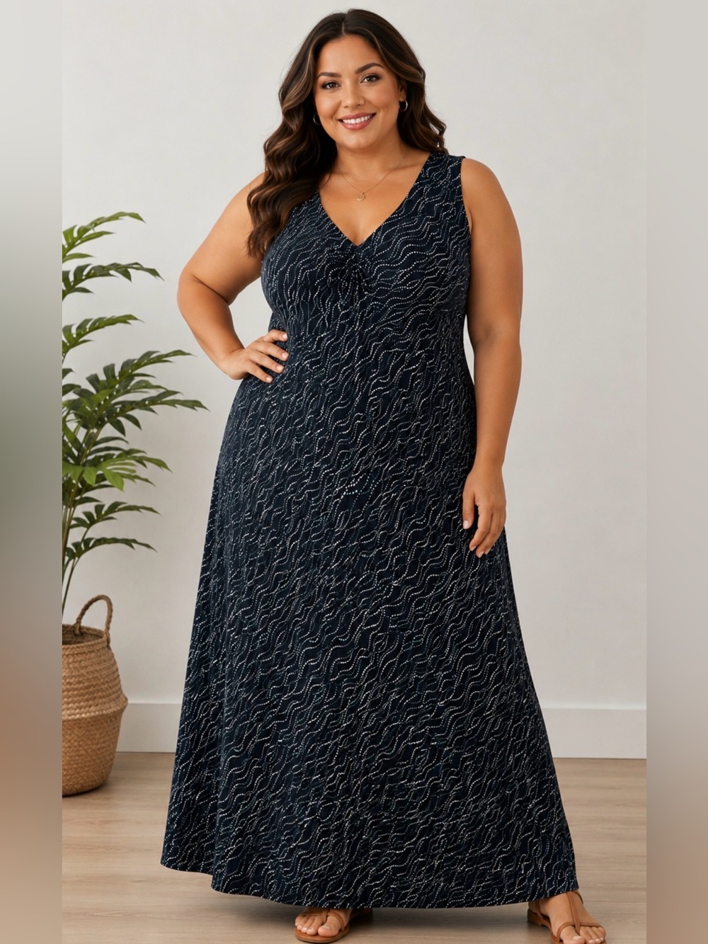 ALFANI 100% Silk Babydoll Maxi Dress sz 22W Dark Romantic Feminine Vacation